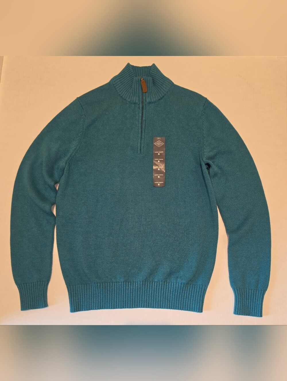 St. John's Bay Men's Half-Zip Mock Neck Sweater- Teal- Sz S